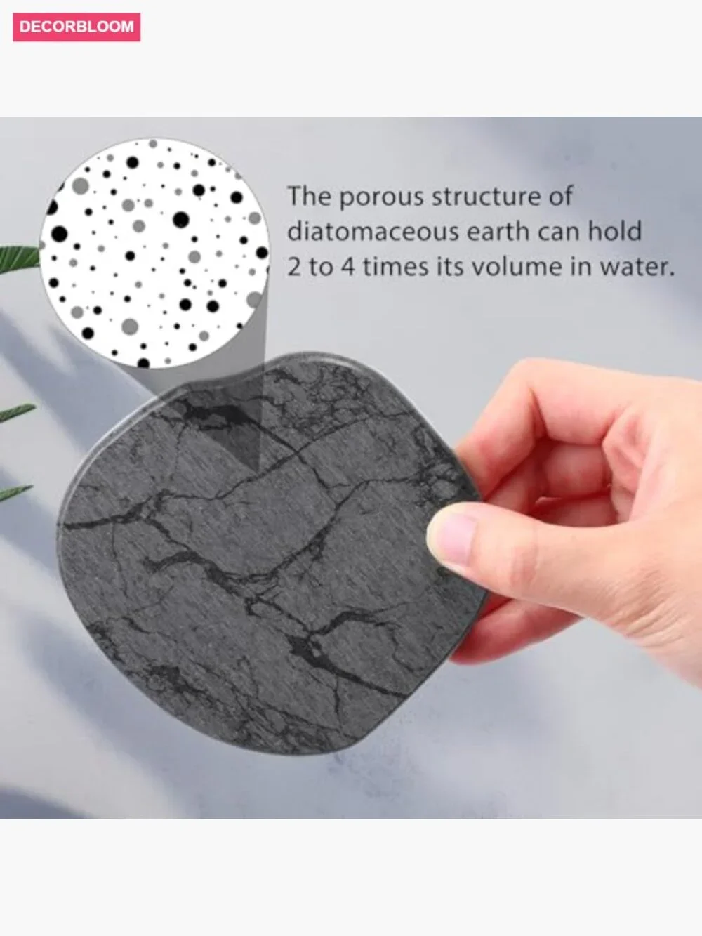 Set of 4 Diatomaceous Earth Absorbent Coasters Instant Dry Stone Drink Coasters